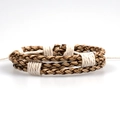 Handgefertigtes mehrlagiges Lederarmband für Herren in Braun und Gold mit Schiebeverschluss - Geflochtener Stil / Braun/Beige