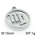 Silver Virgo zodiac sign pendant in stainless steel with 15mm circular镂空 design - Steel Virgo