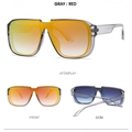 Occhiali da sole quadrati oversize con montatura grigia e lenti sfumate rosso-blu - Montatura Grigia Lente Rossa