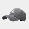 Berretto da baseball in cotone lavato grigio vintage con croce e scritte stampate - Regolabile / Grigio