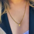 18k gold plated stainless steel box chain necklace with a lightning bolt pendant for women - Lightning Bolt Pendant Necklace / Gold Style