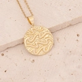 18K gold plated 12 zodiac pendant necklace with abstract wave texture on stone background - 1#Aquarius
