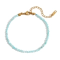 18K gold plated stainless steel anklet with sky blue amazonite faceted beads - Amazonite