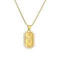 Detailansicht goldene Halskette mit Mond Stern Zirkonia Anhänger und Boxkette - Rechteck Stern Mond - Gold