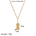Collana a graffetta in acciaio inossidabile placcato oro 18k con pendente stivale - Stile Stivale Da Cowboy (TN3584)