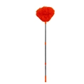 Extendable ceiling fan duster with bright orange microfiber head and stainless steel pole - Orange Red