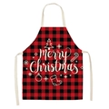 Waterproof Christmas apron featuring red and black plaid pattern with Merry Christmas print - Merry Christmas Elements (WQ02-22)