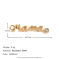 18K gold plated stainless steel Mama letter charm with white rhinestone accent - Mama Pendant
