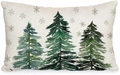 Linen Christmas pillow case featuring three stylized trees and delicate snowflakes decor - Christmas Tree 2 (Single-sided)