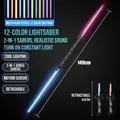 2-in-1 retractable 12-color lightsaber with black handle and glowing sound effects - Retractable Twelve Colors Dual Sword Combined With Sound