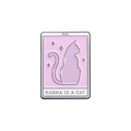 Rosa Tarotkarte-Emaille-Anstecknadel mit schwarzer Katze und Karma is a Cat Text - Lila Katzen Stil (QHXZ2151)