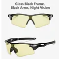 Outdoor sports cycling sunglasses with bright black frame and yellow night vision lenses - Glossy Black (Night Vision)