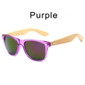 Purple translucent sunglasses with bamboo temples and iridescent gradient mirrored lenses - Clear Purple Frame / Purple Film