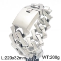 Pulsera de cadena cubana pesada en acero inoxidable mate para hombre estilo plata - Pulsera 20CM / 32mm De Ancho Acero Mate