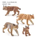 Set of 4 realistic lynx animal figurines with spotted fur and tufted ears toys - 4-Piece Lynx Model Family Set (127)