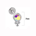 7mm iridescent crystal lip stud with three silver steel beads and internal threading - Aurora Rhinestone Triple-Bead Style (8 silver) / 1.2*8mm / Silver
