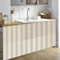 Rideau de placard beige à motifs géométriques blancs pour rangement de cuisine propre - Mgl245 / 60 Cm De Large X 90 Cm De Haut - Tissu Polaire - Fermeture Velcro