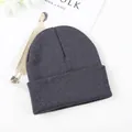 Dark grey ribbed knit beanie hat with cuffed edge for autumn and winter warmth - L (54-60cm) / Dark Gray