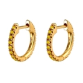 Elegant 14K gold hoop earrings featuring a full row of yellow zircons in a minimalist style - Gold Yellow Stone