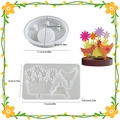 Stampo in silicone per decorazione pasquale gallo e fiori con misure dimensionali - Stile D Inserto Floreale + Base Rotonda