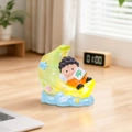 Cute Bella Rabbit pen holder lamp with yellow moon and blue cloud base in yellow - 1081-15 Good Fortune Night Light / Resin Star Lights