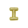 Detailed view of capital letter I charm with gold plating and paved sparkling zircons - English Letter I (DB241107-I)
