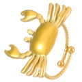Gold-plated stainless steel crab ring with nautical theme and twisted rope band design - Crab Style(N-870)