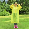 Reusable yellow EVA raincoat for adults with hood and drawstring for outdoor use - 18 Silk Yellow