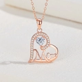 MOM Herz-Halskette in Roségold mit funkelndem Mittelstein für den Muttertag - Roségold (DY740 Roségold Mit Ankerkette) / 925er Silber
