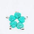 15mm heart-shaped turquoise stone pendants with silver metal clasps on white background - Synthetic Turquoise