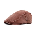 Adjustable vintage washed cotton flat cap in brick red finish with metal buckle - Adjustable / Dark Red