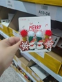 Christmas hair clips set with Santa Claus and red sequin snowflake designs on card - 40# Snowflake Pom Pom Santa Claus Pair Clips