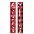 Christmas and New Year door banners with red plaid, snowman, and reindeer motifs - XS-11 Buffalo Plaid New Year/Christmas