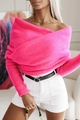 Maglione in maglia rosa acceso con spalle scoperte e versatile design incrociato - Rosso rosa