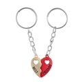 Magnetic heart keychain with gold Best and red Friends pendants for best friends - Gold and Red Pair