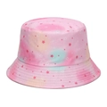 Pink tie-dye kids bucket hat with colorful star prints and reinforced stitched brim - 51-52CM(2-4 Years Old) / Pink Star