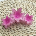 Three-piece set of transparent pink flower hair claws in varying sizes for women - Triple Daisy [Rose Red]
