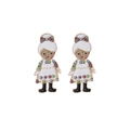 Cartoon Mrs. Claus earrings in white enamel with colorful rhinestones and gold alloy trim - Grandma Santa