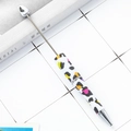 DIY colorful leopard print beadable pen with stylish white and multi-color pattern - White Base Colorful Leopard (44)