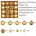 Golden 42pcs Christmas tree ornament set featuring matte and snowflake printed balls - Gold Style