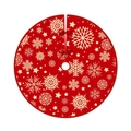 90cm Red Christmas tree skirt with golden snowflake patterns and decorative red bows - Red Gold Snowflake Star Style (09)