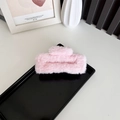 Chic pink plush square claw clip for hair styling in a minimalist aesthetic setting - Large Pink (approx. 12cm)