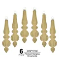 Set of 6 champagne velvet conical Christmas ornaments 4x17cm for festive tree decoration - Khaki