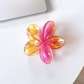 Pink and yellow gradient plumeria hair claw clip with a glossy translucent finish - 6# Pink Yellow Gradient