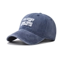 Dettaglio del cappellino da baseball in cotone blu navy lavato con stampa vintage - Regolabile / Blu navy