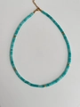 Handmade turquoise heishi natural stone beaded necklace with gold plated spacers - Amazonite