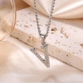 Silver hammered texture V letter pendant necklace with fine chain for women - Steel Letter V (Pendant Only)