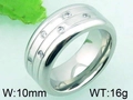 Anillo ancho de lujo en acero inoxidable con circonitas micropavé, 10 mm de ancho y 16 g - US 7 / Estilo de Piedra Paralela de Tres Filas (KR33538-K)
