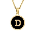 Collana in acciaio inossidabile placcato oro 18K con ciondolo in conchiglia nera lettera D - Lettera D