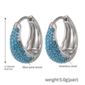 Pair of stainless steel drop earrings featuring vibrant blue pine stones and silver finish - Steel Blue Turquoise - Medium